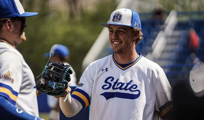 Baseball player smiling